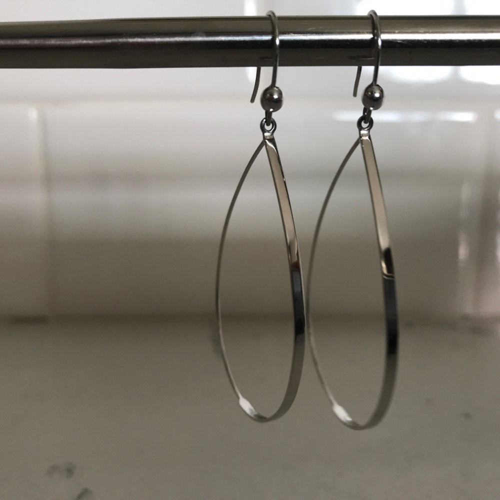 Lana Jewelry Flat Oval Sm Drop Earrings in 14kt WG